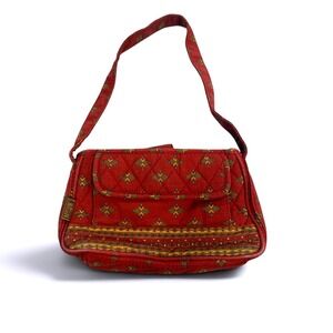 Vintage Maggib Quilted Southwestern Aztec Red Mini Shoulder Bag 90s Y2K Purse